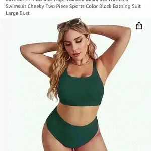 ZINPRETTY Women High Waisted Bikini Set Green-3XL - NWT  Swimsuit Scoop Neck